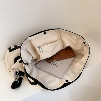 Crossbody vrečko Koreja ins jeseni in pozimi nove preprosto pismo platno vrečko visoke zmogljivosti nakupovalno vrečko leni veter torbici