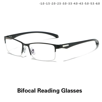 Novi Kovinski Okvir Jasno Obravnavi Očala Halfframe Poslovni Slog Očala Dvojno svetlobo Presbyopic Očala +1.0 +4.0 Moških Očala