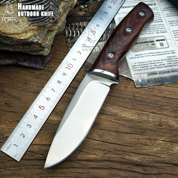 LCM66 lovski nož naravnost taktično knifeFixed Noži,jekla glavo+masivnega lesa ročaj Survival Nož,Kampiranje Reševalni Nož orodja