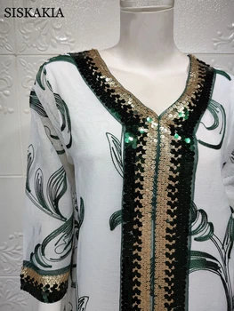 Siskakia Etnične Tiste Vezenine Maxi obleke za Ženske 2021 Eid Ramadana Jalabiya Duabi Turčija tam kaftan arabski Islamski Oblačila