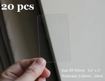 20pcs Jasno, Pregledno Plastična PVC Acetat Stanja 0.26 mm Prazno Preglednost Poslovne Kartice Velikosti 85*53mm