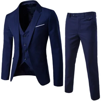 2021 moda za moške Slim obleke, moške poslovne športna oblačila groomsman tri-kos obleko Blazerji jakno, hlače, hlače telovnik določa