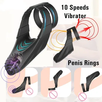 Silikonski Penis Obroček Vibratorji Zamudo Izliv z vibriranjem Petelin Obroč Klitorisa Moški Masturbators Erotično Adult Sex Igračke za Moške