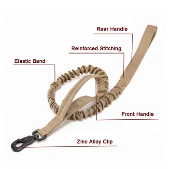 Molle taktični Trening Bungee Pes Povodec Vojaške Policije Pes Usposabljanja Vrvici Vrv z 2 Nadzor Ročaj za Lov