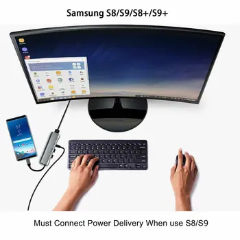 USB C Do HDMI je združljiv Oglasov Ter Središče Za Samsung Dex Postaja MHL Za Galaxy S8 S9 S10/Plus Opomba 10/9 Zavihku S4 S5E S6 Tip C