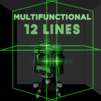 KKmoon Večnamensko 3D 12 Linije Laser Ravni Orodje Navpični Vodoravni Liniji Self-izravnavanje Funkcijo profesionalno lasersko ravni
