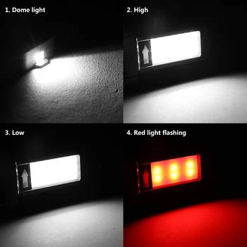 4 Načini LED Bliskavico Super Svetla Delo Svetlobe, Baklo 360 Vrtenje Prenosni Lanterna Polnjenje prek kabla USB LED+COB Flash Svetilko z Clip&Kavelj