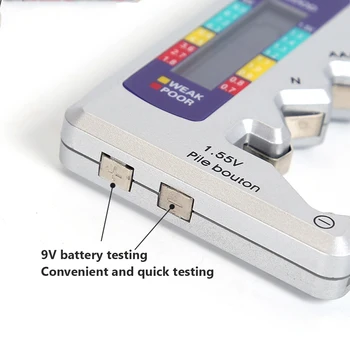 Universal Black Silver Baterije Tester za Gospodinjstvo Baterije Volt Checker Za C D N AA AAA 9V Baterije 1,5 V Gumb Celice LCD-Zaslon