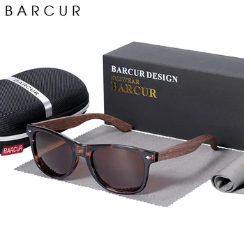 BARCUR Oblikovanje Visoke Kakovosti Črni Oreh sončna Očala Anti-Odsevni Moški Ženske Ogledalo Očala UV400 Lesene Anti Modra Photochromic