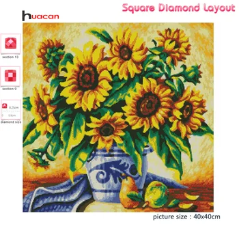 Huacan Diy Diamond Slikarstvo Cvet Kmetija Doma Dekor Mozaik Sončnično Vezenje Diamantno Art Polni Sveder
