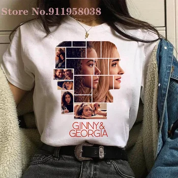 Retro 90. letih Ginny & Gruzija majica s kratkimi rokavi ženske Kul grafiko, prevelik T-shirt Gothic punk stil Harajuku priložnostne vrh ženske/moški T-Majice