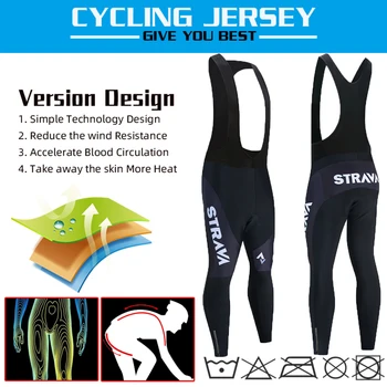 2021 STRAVA Jeseni Long Sleeve Kolesarjenje Jersey Set Bib Hlače Ropa Ciclismo Kolesarska Oblačila MTB Kolo Jersey Enotna moška Oblačila