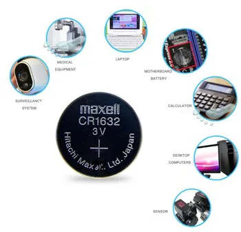 5pc Maxell Original cr1632 3v gumb celice kovanec litijeve baterije za gledanje avto igrača BR1632 ECR1632 DL1632 KCR1632 LM1632 KL1632