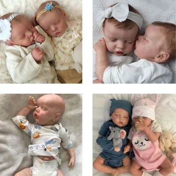 Prerojeni Bebe Lutka Plesni Igrača 17 Palcev Veren Newborn Baby Twin A & Twin B Vinil Unpainted Nedokončane Deli DIY Prazno Lutka Kit