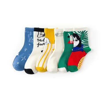 Jeseni in pozimi nove ženske cev nogavice strip art ilustracije Japonski čistega bombaža trendy udobne nogavice ženske