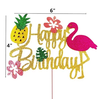 Ananas Flamingo Torto Pokrivalo Listnih Cupcake Toppers Happy Birthday Party Dekoracijo Poroke Hawaiian Tropskih Stranka Dekor