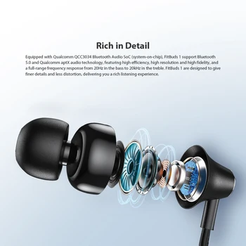 Blackview FitBuds 1 CVC8.0 Zmanjšanje Hrupa Vratu-vgrajeni Magnetni Šport Bluetooth Slušalke z Ušesu, Nogama, Podporo Žice Nadzor