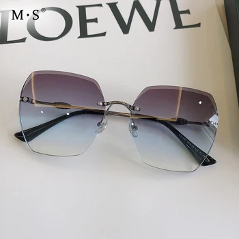 MS 2021 Nove Ženske sončna Očala Rimless UV400 Oblikovalec blagovne Znamke Visoke Kakovosti Gradient sončna Očala Ženski oculos Z Box