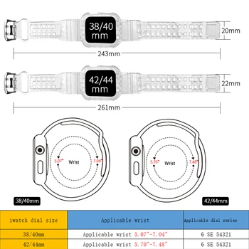 Pregledna Ledenik Trak za Apple Watch JV 5 6 Band Serije 44 42MM na Zapestnico Smart iWatch 4 3 2 1 40 MM 38 MM Watchband Pasu