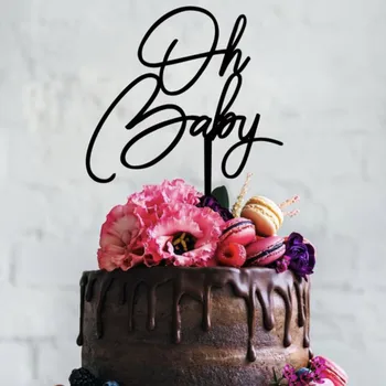 Oh Baby Happy Birthday Cake Pokrivalo Zlati Akril Otroci Torto Toppers Dekoracijo Za Baby Tuš Stranka Pecivo Zastavo, Pecilni Dobave