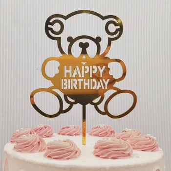 Oh Baby Happy Birthday Cake Pokrivalo Zlati Akril Otroci Torto Toppers Dekoracijo Za Baby Tuš Stranka Pecivo Zastavo, Pecilni Dobave