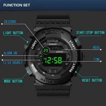 HONHX Črni Šport Moški Gledajo LED Krog Digitalne Ure Večfunkcijsko Luksuzni Quartz uro Datum Šport Moški Prostem Elektronski Watch