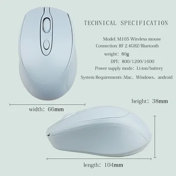 Bluetooth 5.0 +2.4 G Wireless Dual Mode Miške za Polnjenje Optični Računalniško Miško Prenosni Tiho Gaming Mišk, Roza za Prenosni RAČUNALNIK