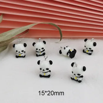 10 Črna in Bela Panda Bear Lakiranih Čar prosto Živeče živali Živali Nakit, Izdelava Obesek Pribor Azijskih KITAJSKI PANDA 15*20 mm J-3D