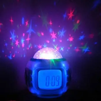 Spalnica Otroci Glasbe LED Zvezdnato Nebo Noč Digitalni Žareče Budilka Prikaz Temperature Elektronska Ura Otrok Baby Božično Darilo
