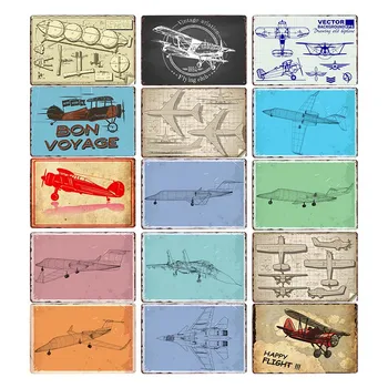 Letalo Načrt Oris Retro Kovine Znaki Ameriško Letalo Letnik Plaketo Umetnosti Steno Tin Slikarstvo Pub Club Bar Trgovina Doma Dekor