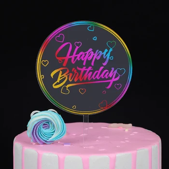 Nove Pisane Natisnjeni Happy Birthday Cake Pokrivalo Nove Zlate Bleščice Rojstni dan Cupcake Toppers za Rojstni dan Torta Okraski