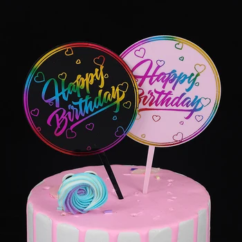 Nove Pisane Natisnjeni Happy Birthday Cake Pokrivalo Nove Zlate Bleščice Rojstni dan Cupcake Toppers za Rojstni dan Torta Okraski