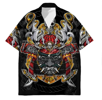 Tessffel Samuraji na Japonskem Tatoo 3D Tiskanja Moške Havajske Srajce Plaži Majica Fashion Poletje Harajuku Priložnostne Oversize Ulične S27