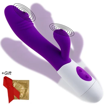 Človek nuo Silikonski G Spot Vibrator Rabbit Vibrator Dvojno Vibracije 7 Hitrosti Vagine, Klitoris Massager Spola Igrače, Za Ženske z Brezplačno Darilo