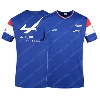 Brezplačna Dostava Španija Alpske 2021 Sezona F1 Team Racing Car Fan T-Shirt Črno Modra Jersey Teamline Majica Kratek Rokav Obleka