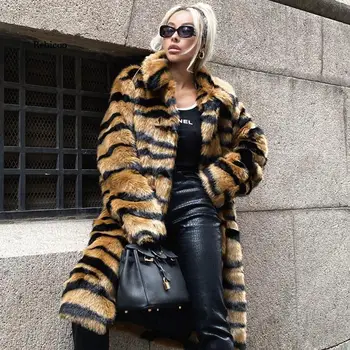 Leopard Coats Nove Ženske Specializiranimi za umetno Krzno Plašč Luksuzni Pozimi Toplo Plišastih Suknjič Moda Umetno Krzno Žensk Outwear Visoke Kakovosti 3XL