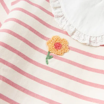 DBZ16455-1 dave bella pomlad baby dekleta srčkan cvetlični prugasta natisni T-shirt otroci vrhovi dekle otroci moda tees