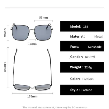Retro Kvadratnih sončna Očala Ženske blagovne Znamke Oblikovalec Kovinski Okvir sončna Očala Modni Moški Gradient Odtenki Oculos UV400