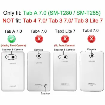 Zavihek A SM-T280 T285 Primeru Za Funda Samsung Galaxy Tab 6 A6 7.0 2016 T280 T280N T285 T281T ablet Stojalo Pokrov Folio PU Primeru Capa
