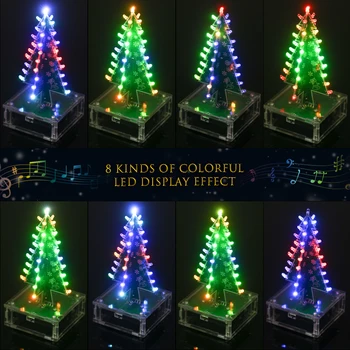 Barvita DIY Božično Drevo komplet za Enostavno Izdelavo LED Luči Akril Božično Drevo z Glasbo, Elektronsko Učenje Kit Modul