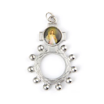 Silver Plated Krog Saint Kitts & Sveti Benedikt Medalje Čare obroč Obesek Za Ključ verige Verske Ogrlica Dodatki
