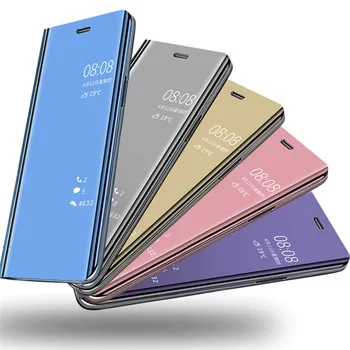 Luksuzni Plating Ogledalo Flip Primeru Za Xiaomi Mi 11 Lite 11i Telefon Primeru Projekcijska Stojala Plastični Pokrov za Moj 11 Pro Shockproof