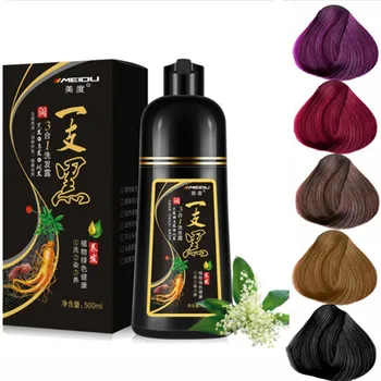 500 ml Organskih Naravnih Hitro Barvanje Las, Le 5 Minut Rastline Noni Črne Lase Barve za Barvanje Šampon Za Kritje Sivo Bele Lase Globoko Kave