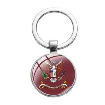 SONGDA USMC Vojske Značko Keychain United states Marine Corps, ki je Natisnjena Stekla Chrysoprase Čar Key Ring Imetnik motorno kolo Avto Ključnih Verige