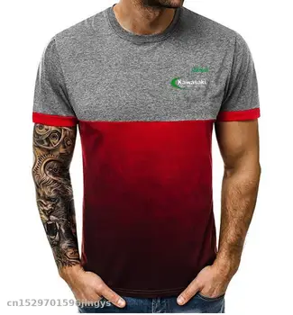 Motokros Športna fitnes gradient šivanje kratka sleeved Tshirt Moški Modni za kawasaki T Srajce za Moške Poletne T-Shirt Oblačila