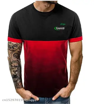 Motokros Športna fitnes gradient šivanje kratka sleeved Tshirt Moški Modni za kawasaki T Srajce za Moške Poletne T-Shirt Oblačila