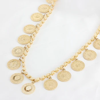 60 cm Visoko Kakovost Islamske Kovanec Zlato Nakit Čar Gospa, Ogrlico, Obesek, Afriki, Bližnjem Vzhodu Stranko Poroko Dekle Darilo