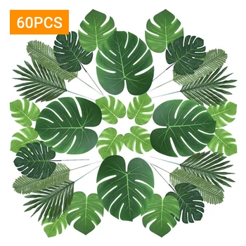60PCS Umetne Rastline Tropskih Monstera Drevo Palme, Listi Za Hawaiian Temo Stranki Doma Vrt Dekoracijo Fotografija Listi