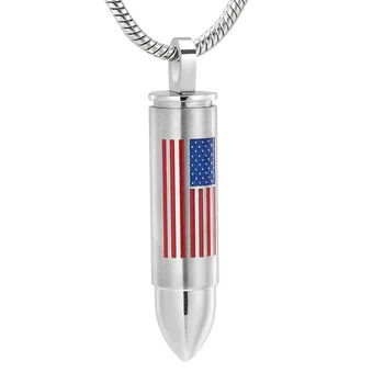 Upepelitev Nakit za Pepel ZDA Zastavo Bullet Oblikovan Obesek Urn Ogrlica za Ženske/Moški