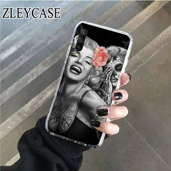 Pregledna Mehki silikonski Telefon Pokrovček Za samsung Galaxy A50 A10 A30 A70 A7 A9 A10S J5 J6 J7 J8 2018 PRIMERU Marilyn Monroe